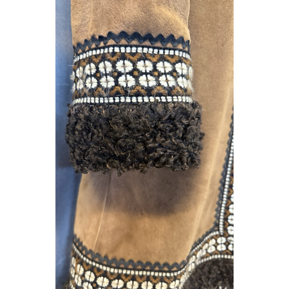 Vintage 70s Leather Penny‎ Lane Coat Embroidered Size S Hippie Boho Dan Di Modes - Picture 7 of 16